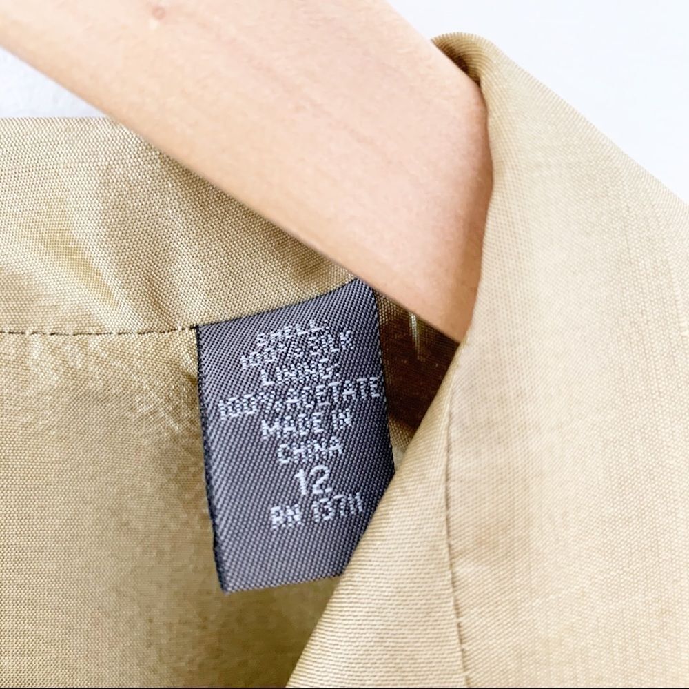 Kate Hill 100% Silk Gold Wrap Blazer Jacket Minimalist Quiet Luxury Top - Picture 7 of 10